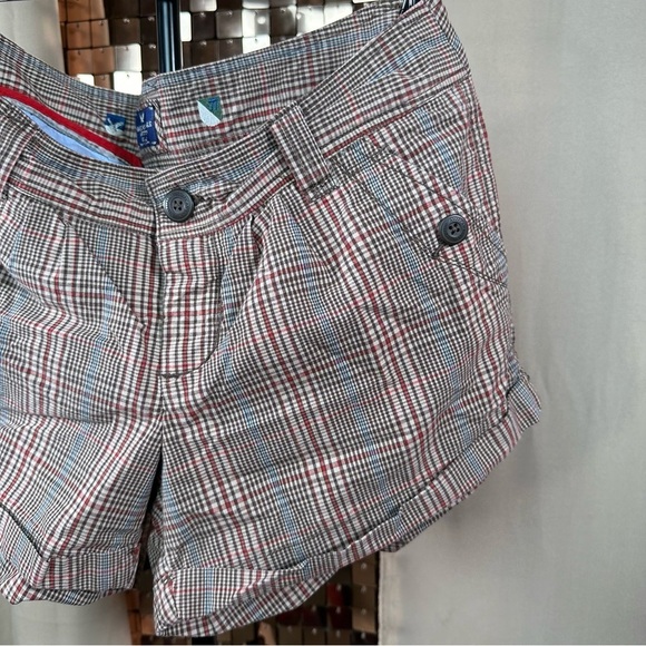 American Eagle Outfitters Brown Red and Cream Check Plaid Shorts Size 10 - Picture 14 of 15